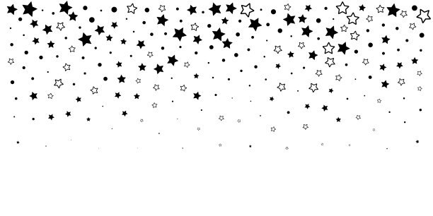 星星形状的纸屑顶部边界。来自下落元素的矢量装饰。图片下载