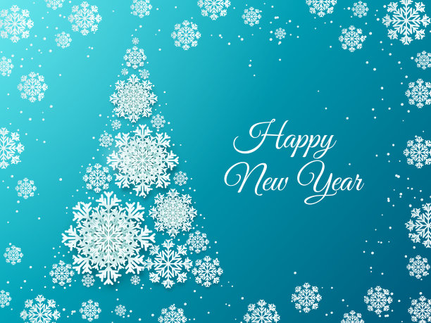 雪花圣诞树，用于邀请函和贺卡的剪纸装饰元素，圣诞节背景矢量素材图片下载