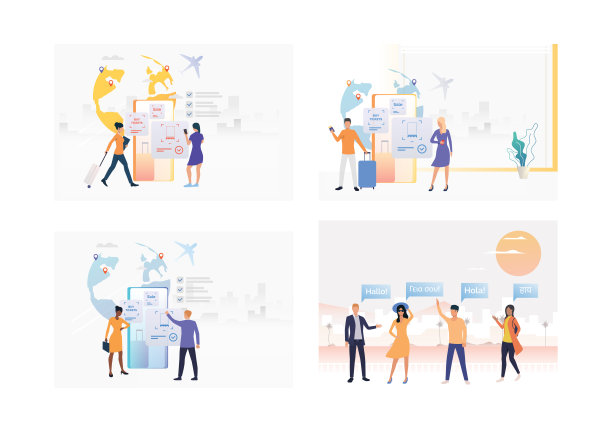 一套订机票的商务旅行者图片下载