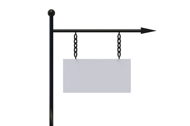 悬挂广告和品牌招牌，模拟模板在孤立的白色背景，3d插图图片下载