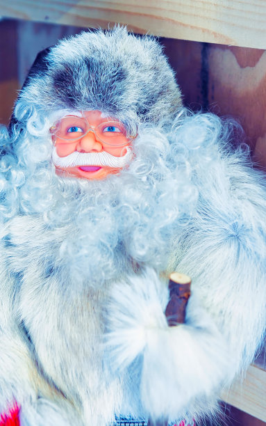 圣诞老人在驯鹿皮的冬季罗瓦涅米反射图片下载