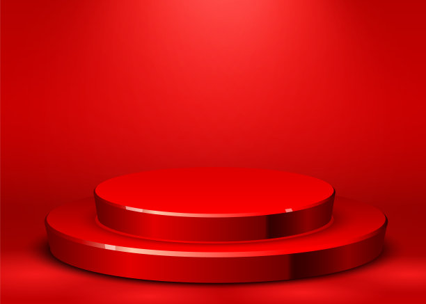 用聚光灯照亮的抽象圆形讲台。颁奖典礼的概念。舞台背景。图片下载