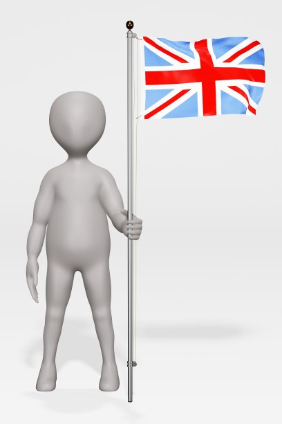 3D渲染卡通人物与英国国旗图片下载