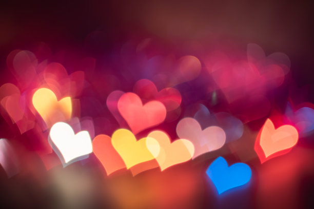 情人节缤纷心散景背景图片下载