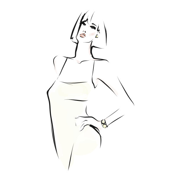 年轻漂亮的女人，时装模特。时尚插图在素描风格图片下载