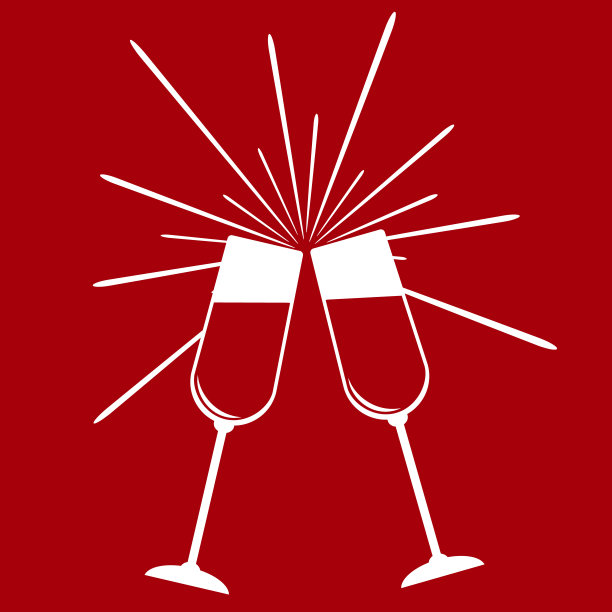 红色背景的香槟酒杯。矢量插图。图片下载