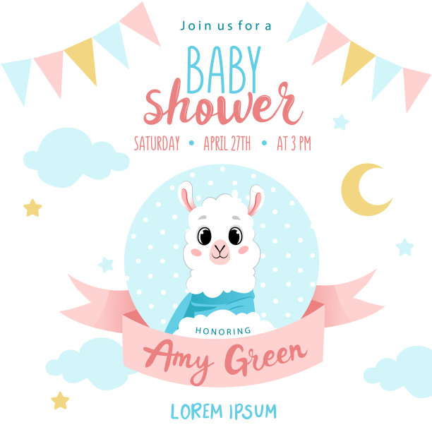 甜蜜的梦想。可爱的羊与装饰和文字的地方。男女婴儿送礼会或婴儿室装饰。设计婴儿，儿童海报，幼儿园墙艺术，卡片，邀请。平的风格。矢量插图。图片下载