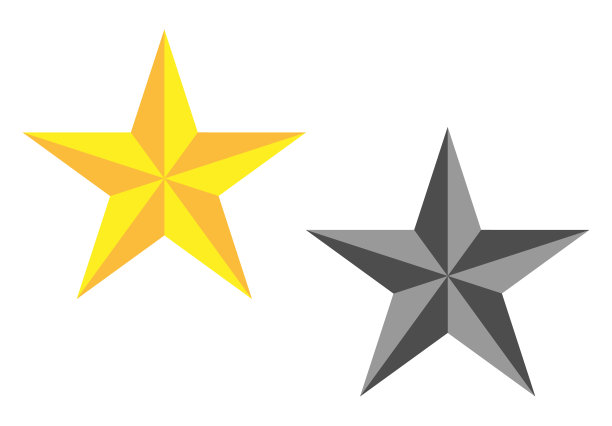 扁平风格冷五星形状剪影图标按钮集。反馈，排名标志，质量标志。矢量图的图标。孤立在白色背景。西方，航海五星标志。图片下载