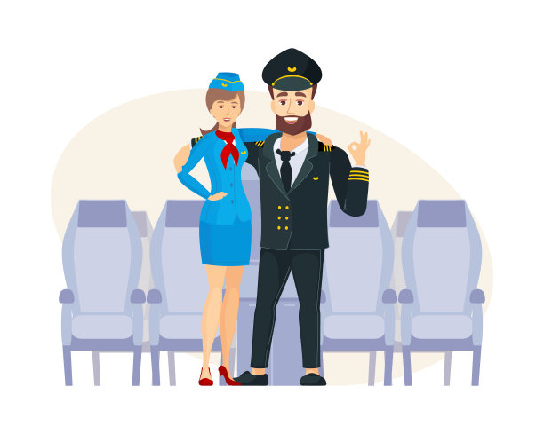 飞机上的机长和空姐都穿着制服图片下载