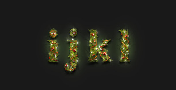 装饰i j k l小写圣诞字体模型黑暗图片下载