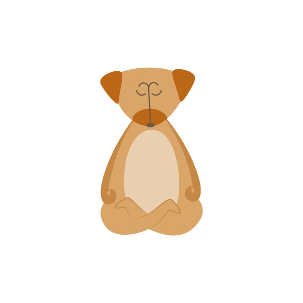 卡通狗在瑜伽冥想姿势-棕色宠物动物坐闭着眼睛图片下载