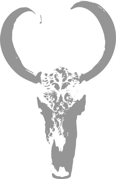 图案头骨的公牛，图标上的白色背景。扁平的牛头骨象征符号来自现代文化。图片下载