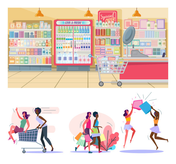 女性朋友平面矢量插图集图片下载