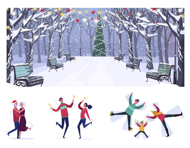 新年庆祝平面矢量插图集图片下载