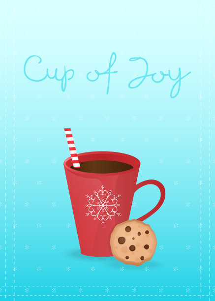 舒适的矢量插图与红色的杯子，饼干和文字杯的喜悦。图片下载