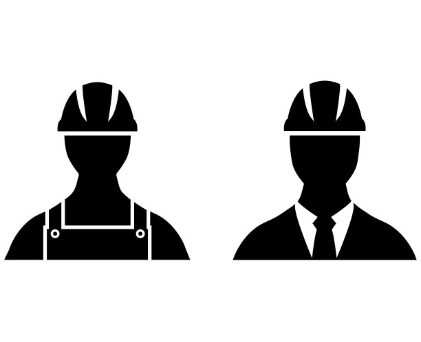 建筑工人图标，logo，白色背景上隔离图片下载