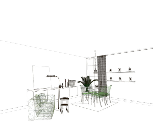 内部线框由白色背景上孤立的线构成。3 d。矢量图图片下载