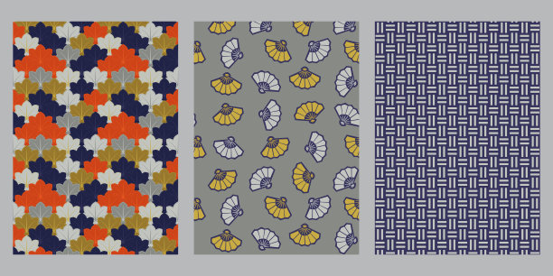 日本秋叶、扇子、竹篱等抽象背景图片下载