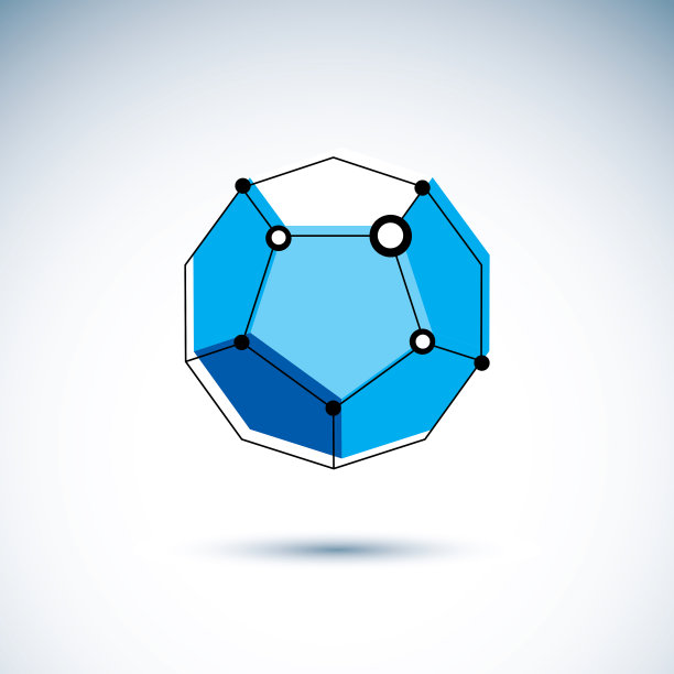 新技术的象征。摘要三维多边形线框对象，矢量几何低多边形设计元素。图片下载
