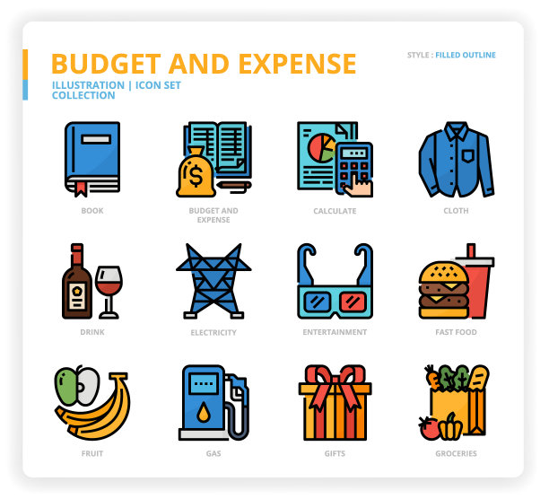预算和费用图标设置图片下载