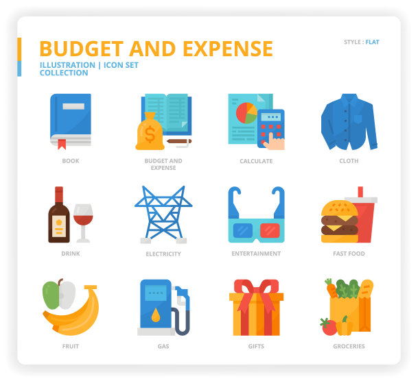 预算和费用图标设置图片下载
