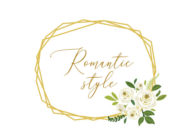 可爱的植物主题几何框架背景与手绘的白色玫瑰和绿色的树叶树枝花束图片下载