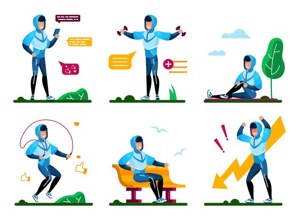 积极的生活方式和健康矢量概念图片下载