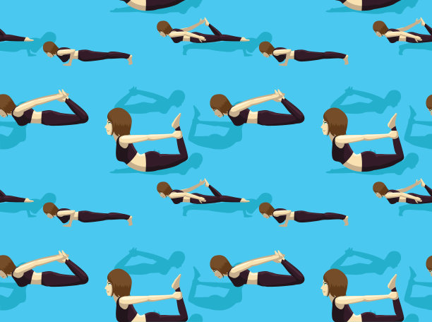 弓姿势瑜伽漫画教程如何卡通矢量插图无缝图案墙纸01图片下载
