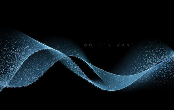 抽象闪亮的彩色金色波浪设计元素图片下载