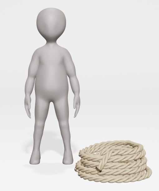 3D渲染的卡通人物与绳子图片下载