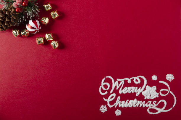 红色背景下的圣诞快乐图片下载