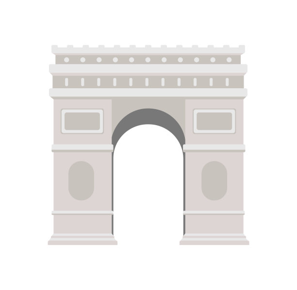 凯旋门-法国，巴黎/世界著名建筑矢量插图。图片下载