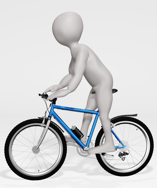 卡通人物在自行车上的3D渲染图片下载