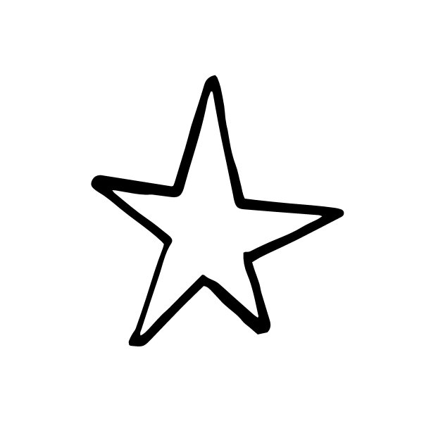 手绘一颗星。简单的涂鸦风格图标。单，粗心画矢量星。黑色孤立在白色背景上。图片下载