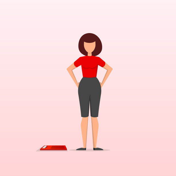 一个年轻的女孩或妇女站在秤旁边。饮食及适当的营养图片下载