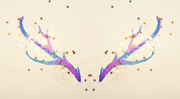 金色的闪光和闪烁的星星在抽象水彩角在复古怀旧色彩。图片下载