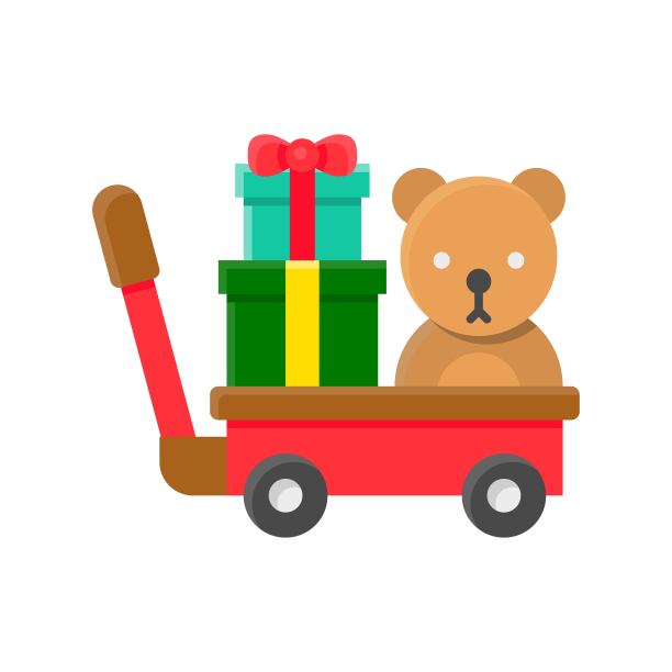 购物车与圣诞礼物，圣诞节相关的平面图标图片下载