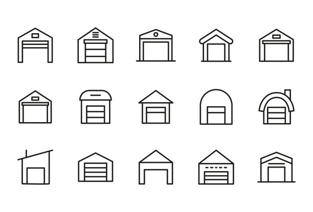 现代细线图标仓库集图片下载