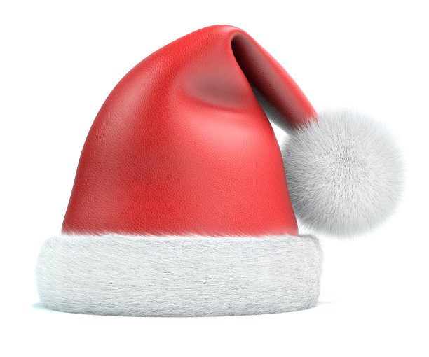 红色皮革和白色毛皮的豪华圣诞老人帽图片下载