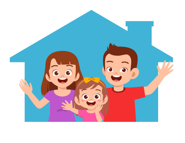 快乐可爱的小女孩与父母在一起图片下载