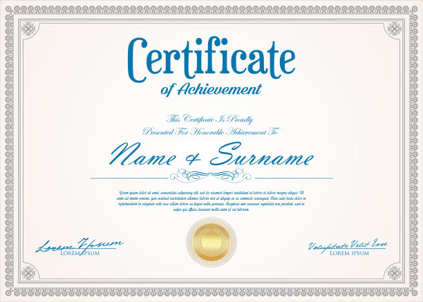 证书或文凭复古设计模板图片下载