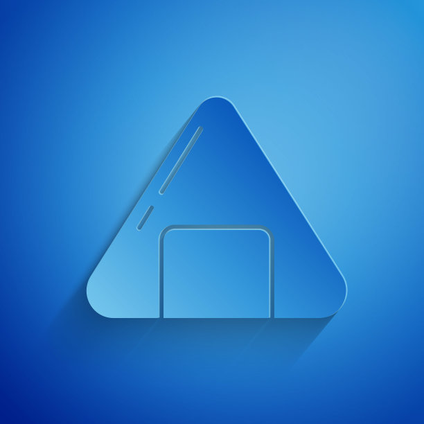 剪纸寿司图标孤立在蓝色背景。日本传统食物。纸艺术风格。矢量图图片下载