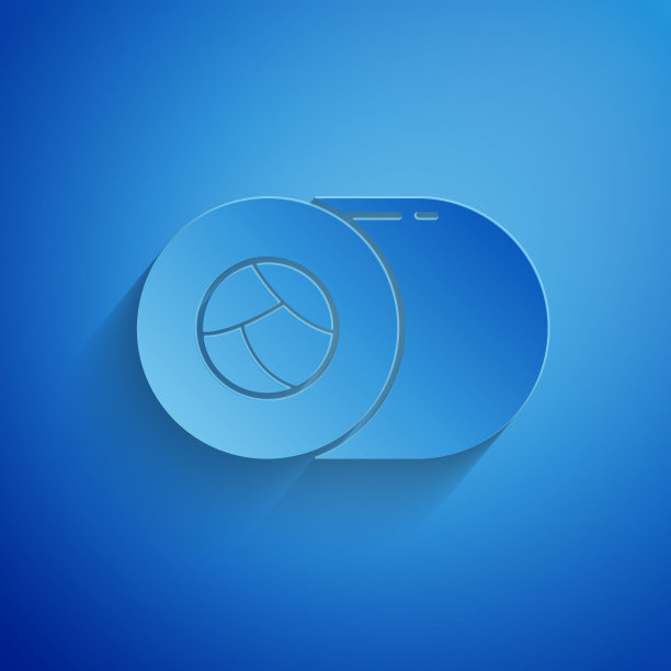 剪纸寿司图标孤立在蓝色背景。日本传统食物。纸艺术风格。矢量图图片下载