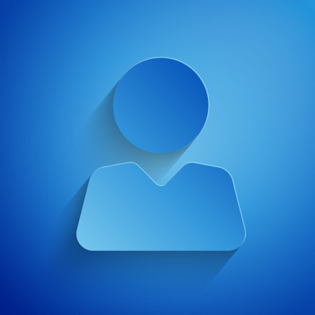 剪纸添加到朋友图标孤立的蓝色背景。纸艺术风格。矢量图图片下载