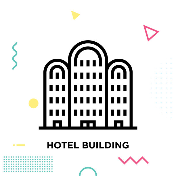 酒店建筑线条图标设计可编辑的笔触图片下载