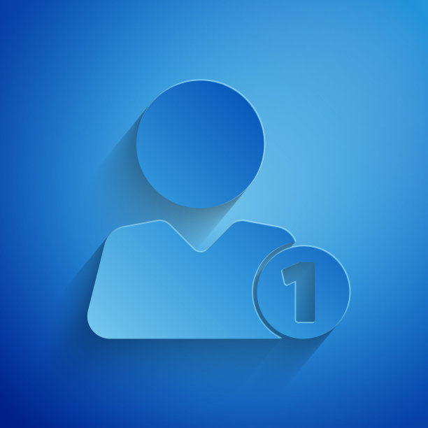 剪纸添加到朋友图标孤立的蓝色背景。纸艺术风格。矢量图图片下载