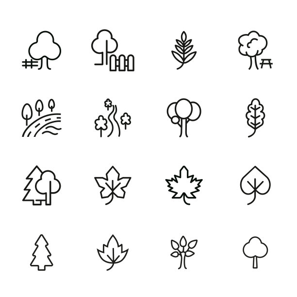 植物线条图标集图片下载