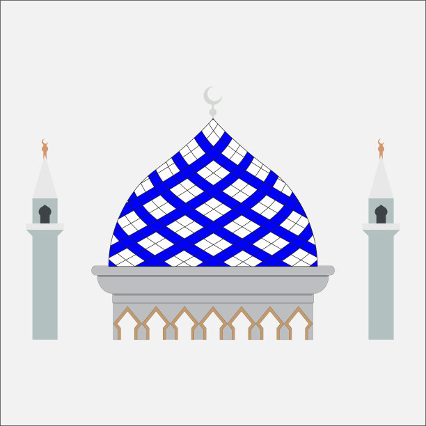 白色背景中的穆斯林清真寺圆顶图片下载