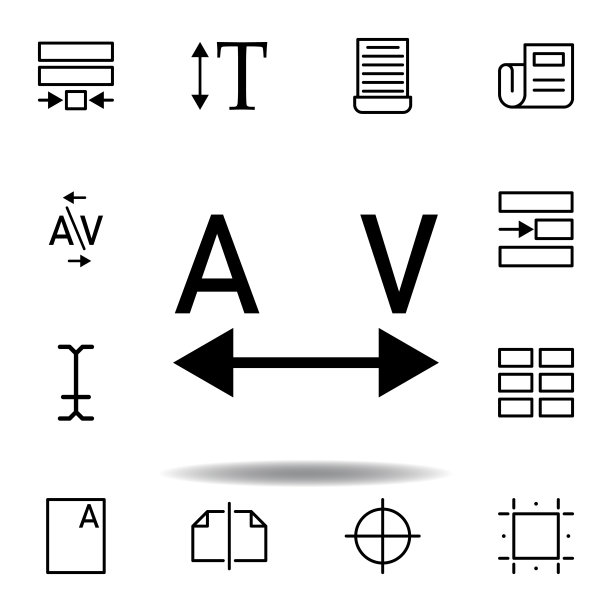 跟踪、文字A和V图标，适用于网页、logo、移动应用、UI、UX图片下载