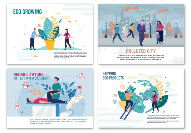 污染，修复，生态种植旗帜套装图片下载